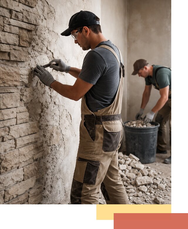 Демонтаж декоративного камня в Энгельс профессионально и безопасно