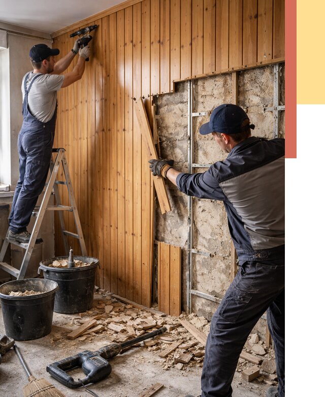 Демонтаж вагонки со стен в Энгельс от 1546 руб. — снятие, удаление, срочно | ОТДЕЛОЧНИК-Энг