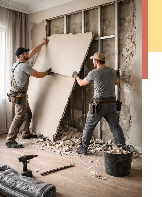 Демонтаж гипсокартона со стен в Энгельс от 373 руб. — услуги демонтажа | ОТДЕЛОЧНИК-Энг