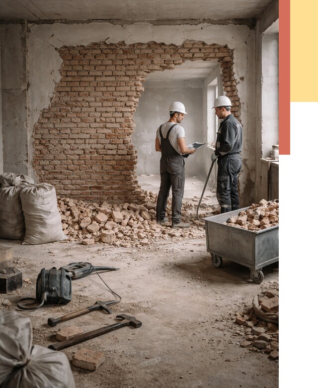 Демонтаж кирпичных стен в Энгельс от 4477 руб. — быстро, недорого, под ключ | ОТДЕЛОЧНИК-Энг