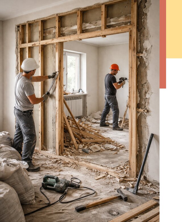 Демонтаж деревянных перегородок в Энгельс от 3411 руб. — быстро и недорого | ОТДЕЛОЧНИК-Энг