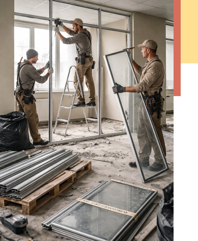 Демонтаж алюминиевых перегородок в Энгельс от 4477 руб. — быстро и недорого | ОТДЕЛОЧНИК-Энг