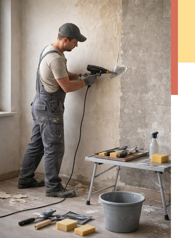 Очистка стен от клея в Энгельс от 1972 руб. — снятие и удаление клея со стен | ОТДЕЛОЧНИК-Энг