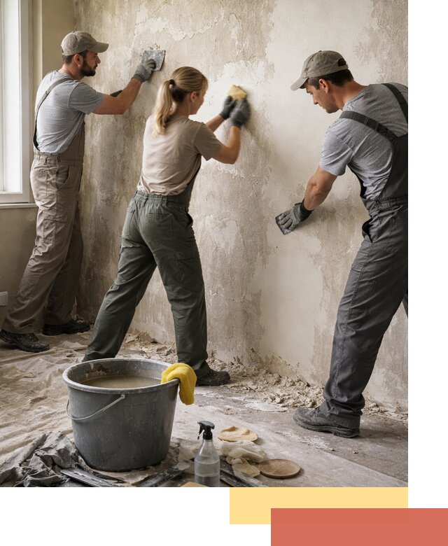 Очистка стен от клея и грунтовки в Энгельс качественно и быстро