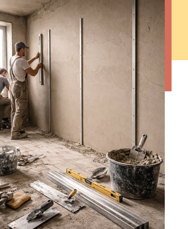 Штукатурка стен по маякам в Энгельс от 5862 руб./м² — выравнивание под ключ | ОТДЕЛОЧНИК-Энг