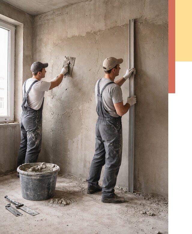 Штукатурка бетонных стен в Энгельс от 4797 руб/м² — качественно и быстро | ОТДЕЛОЧНИК-Энг