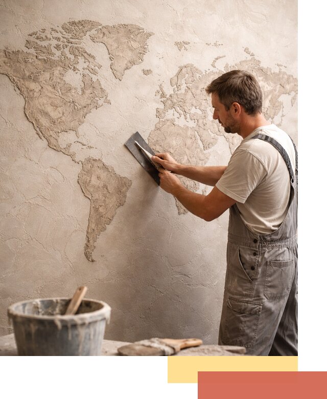 Декоративная штукатурка «Карта мира» под ключ в Энгельс