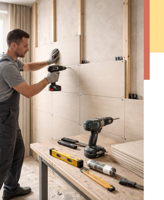 Монтаж МДФ панелей на стены в Энгельс от 1332 руб. под ключ | ОТДЕЛОЧНИК-Энг