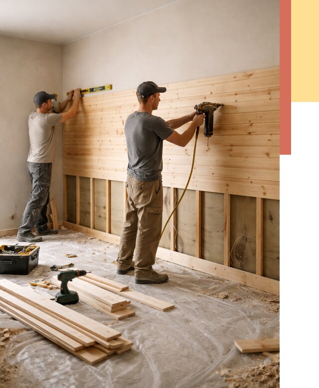 Монтаж деревянной вагонки на стены в Энгельс от 7994 руб. | Услуги монтажа вагонки | ОТДЕЛОЧНИК-Энг