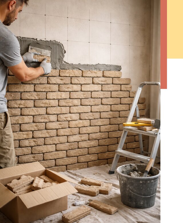 Монтаж декоративного кирпича в Энгельс от 3411 руб./м² — быстро и недорого | ОТДЕЛОЧНИК-Энг