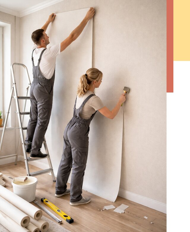 Поклейка флизелиновых обоев в Энгельс от 6395 руб. | Быстро и недорого — ОТДЕЛОЧНИК-Энг