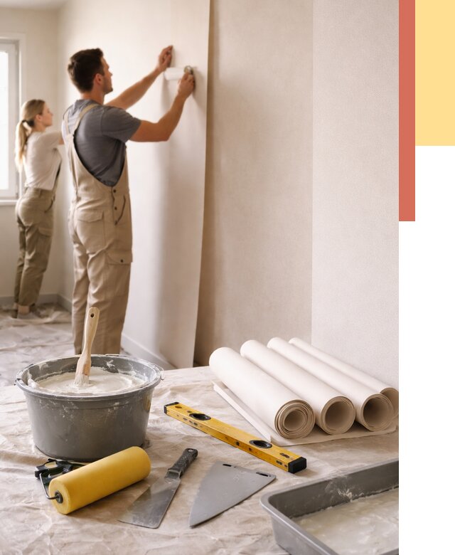 Поклейка бумажных обоев в Энгельс от 5862 руб./м2 — быстро и недорого | ОТДЕЛОЧНИК-Энг