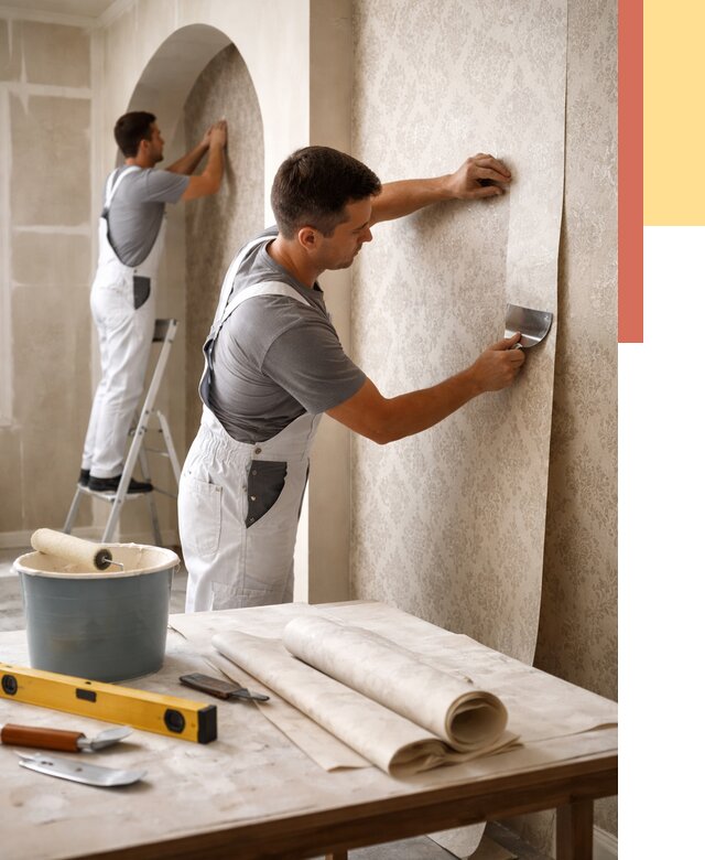 Поклейка обоев на сложные стены в Энгельс от 2985 руб. под ключ | ОТДЕЛОЧНИК-Энг