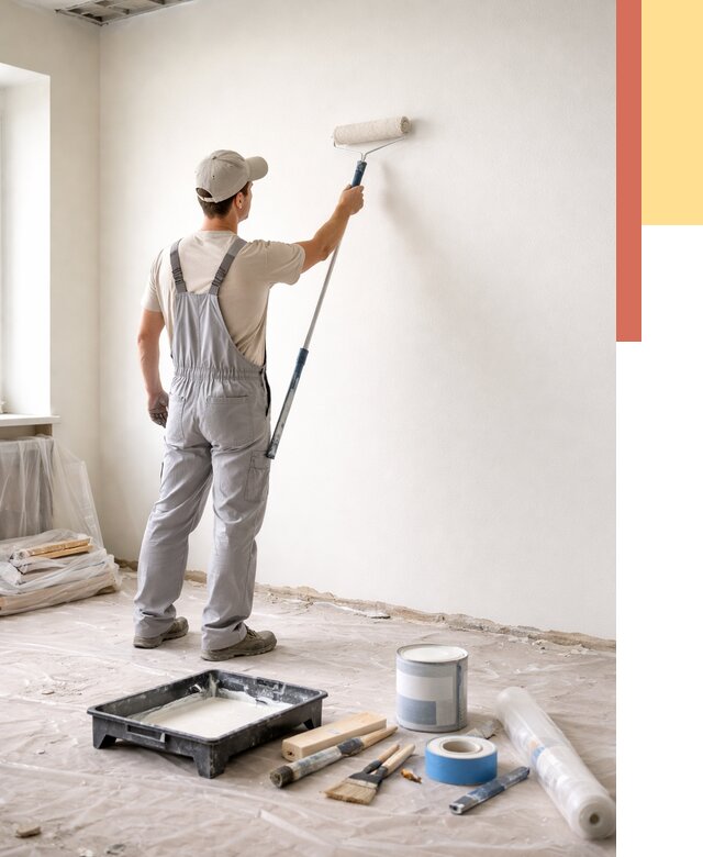 Покраска стен водоэмульсионной краской в Энгельс от 480 руб. за м² | ОТДЕЛОЧНИК-Энг