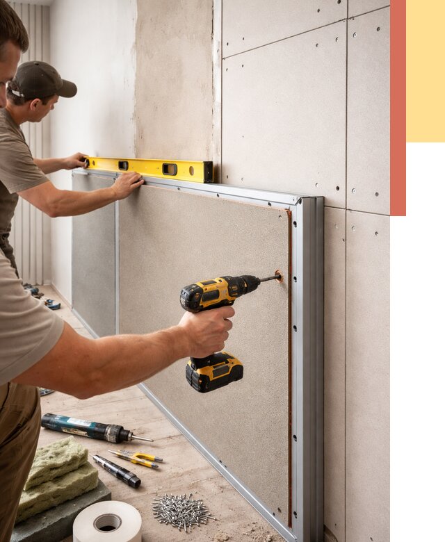 Шумоизоляция стен панелями ЗИПС в Энгельс от 2345 руб./м² под ключ | ОТДЕЛОЧНИК-Энг