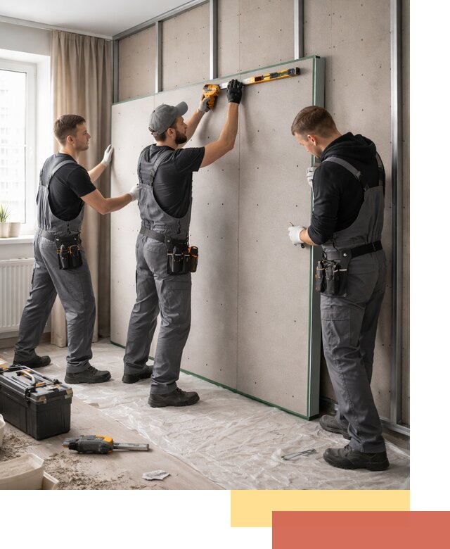 Шумоизоляция стен панелями ЗИПС в Энгельс для жилых и коммерческих помещений