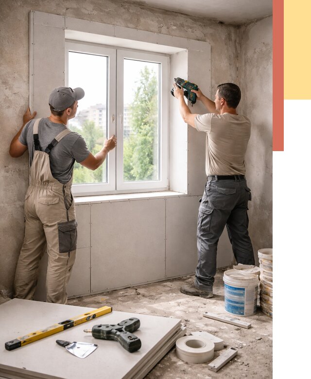 Монтаж откосов из гипсокартона в Энгельс от 4797 руб. под ключ | ОТДЕЛОЧНИК-Энг