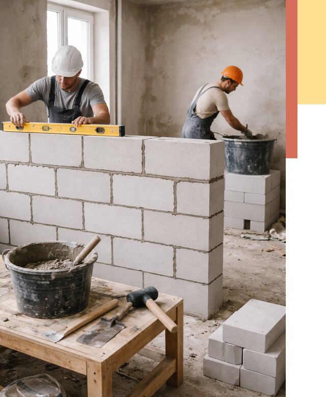 Кладка перегородок из газобетона в Энгельс от 3411 руб. под ключ | ОТДЕЛОЧНИК-Энг