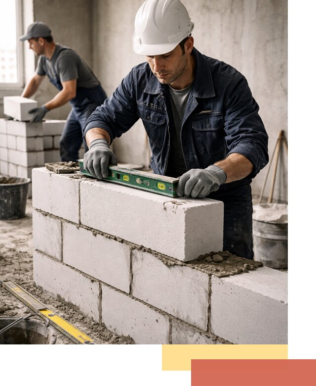 Кладка перегородок из пеноблока под ключ в Энгельс