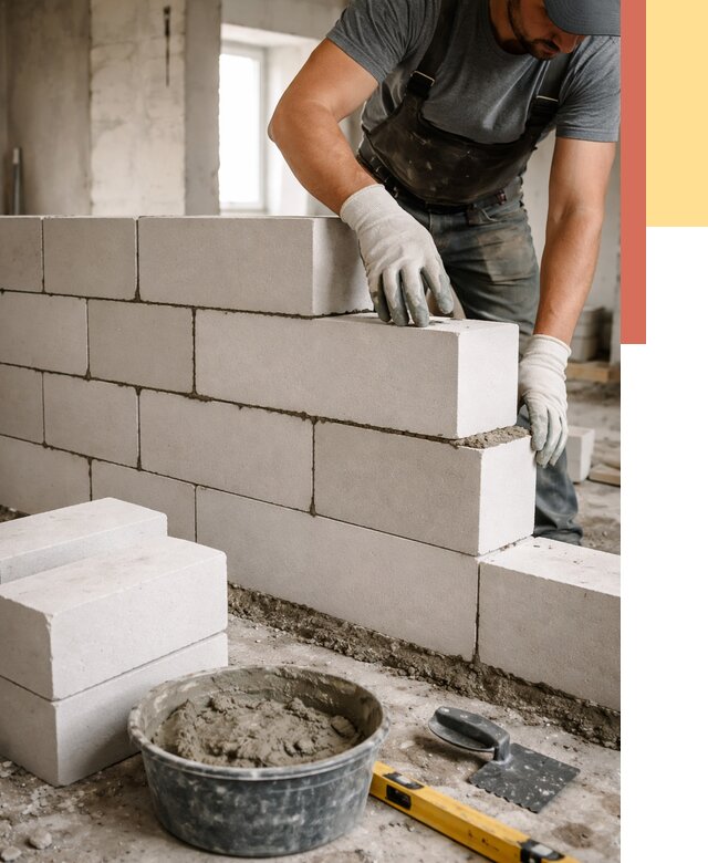 Кладка перегородок из силикатного блока в Энгельс от 4264 руб. под ключ | ОТДЕЛОЧНИК-Энг