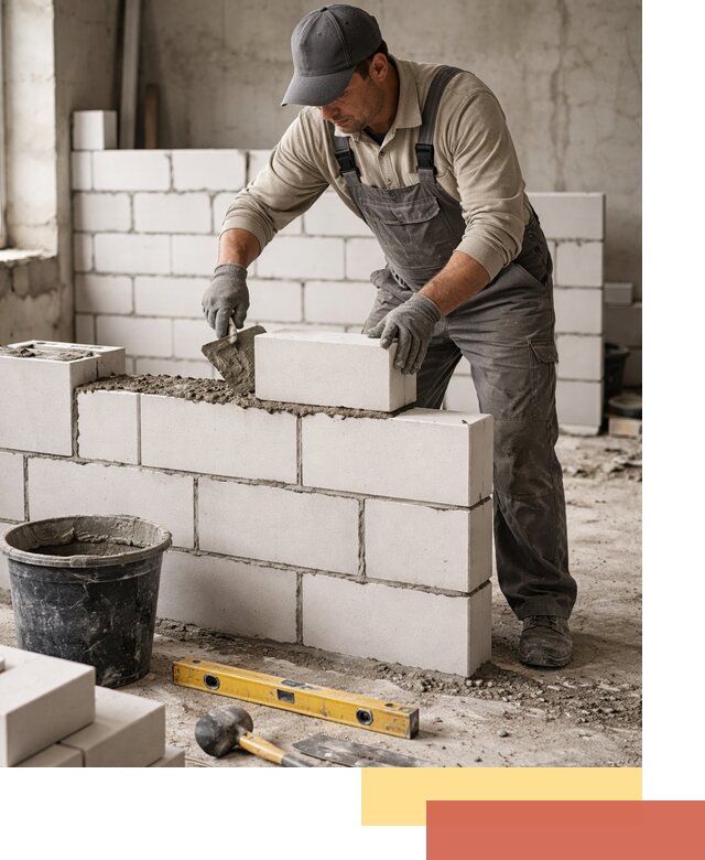 Кладка перегородок из силикатного блока в Энгельс