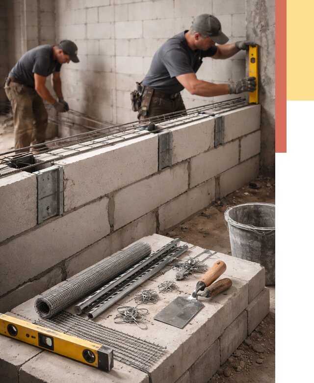 Армирование кладки перегородок в Энгельс от 799 руб. под ключ | ОТДЕЛОЧНИК-Энг