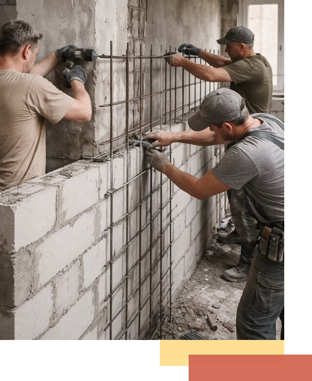 Армирование кладки перегородок в Энгельс профессионально и надёжно