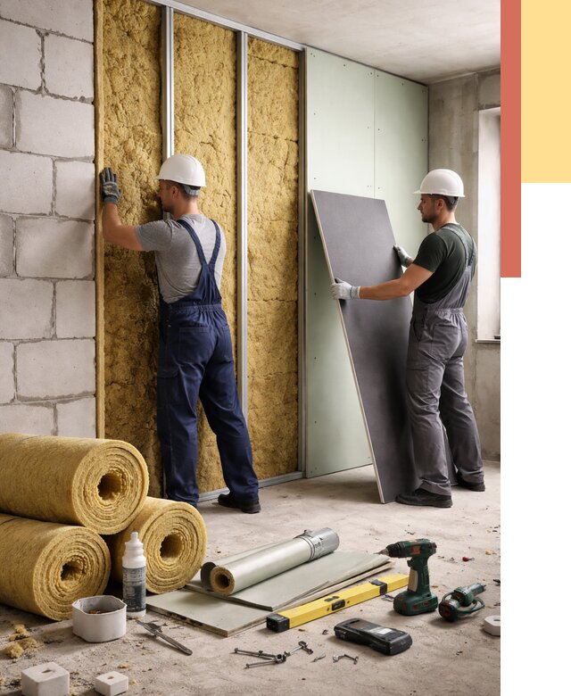 Шумоизоляция перегородок из блоков в Энгельс от 1972 руб./м² — быстро и недорого | ОТДЕЛОЧНИК-Энг