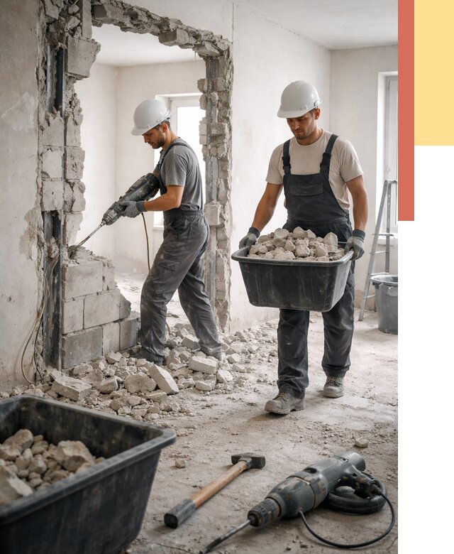 Демонтаж блоковых перегородок в Энгельс от 3997 руб. — быстро и недорого | ОТДЕЛОЧНИК-Энг