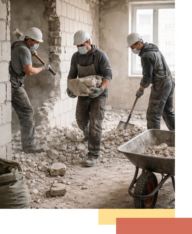 Демонтаж блочных перегородок в Энгельс быстро и аккуратно