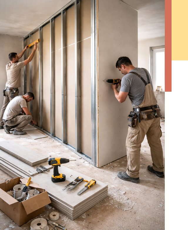 Монтаж однослойной перегородки из гипсокартона в Энгельс от 693 руб. | ОТДЕЛОЧНИК-Энг