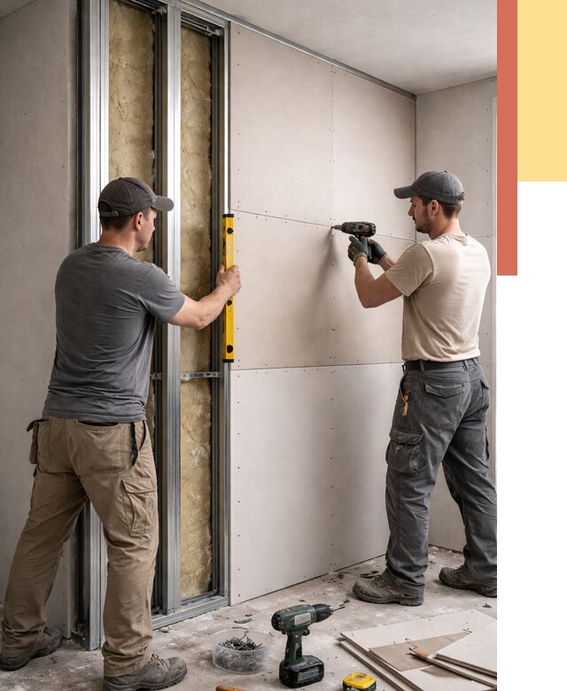 Монтаж двухслойной перегородки из гипсокартона в Энгельс от 1546 руб. | ОТДЕЛОЧНИК-Энг