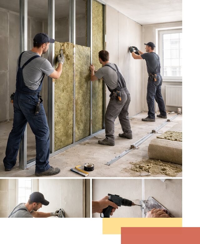 Перегородка из гипсокартона с шумоизоляцией в Энгельс — монтаж под ключ