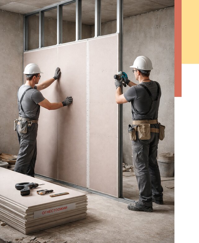 Перегородка из огнестойкого гипсокартона в Энгельс от 1972 руб. под ключ | ОТДЕЛОЧНИК-Энг