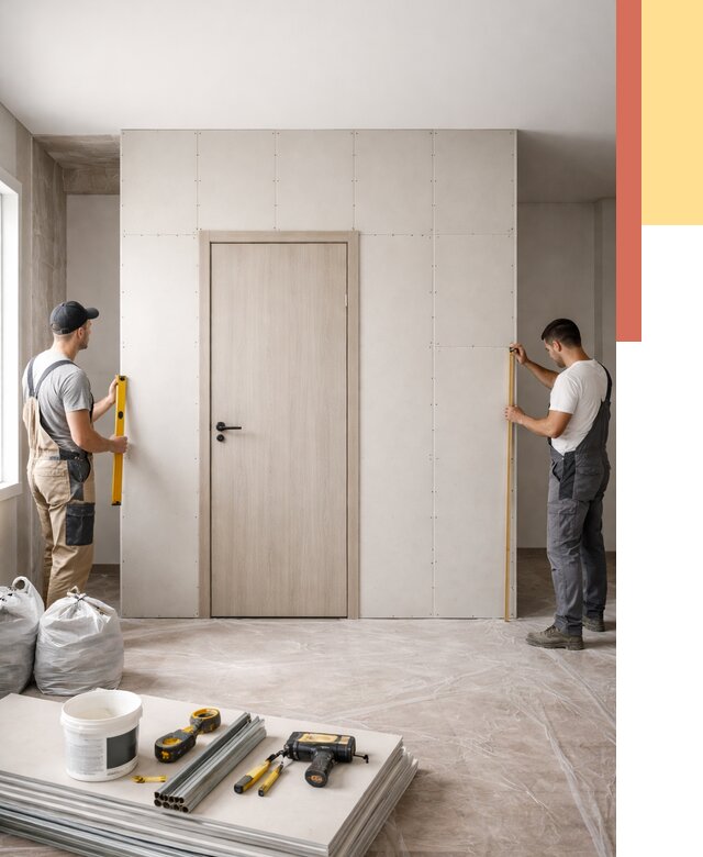 Перегородка из гипсокартона с дверью в Энгельс от 4797 руб. под ключ | ОТДЕЛОЧНИК-Энг