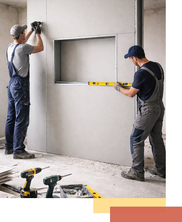 Перегородка из гипсокартона с нишей под декор в Энгельс