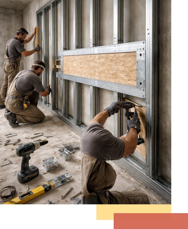 Усиленная перегородка для крепления тяжёлых конструкций в Энгельс