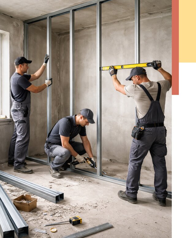 Монтаж каркаса перегородки из профиля в Энгельс от 799 руб. | ОТДЕЛОЧНИК-Энг