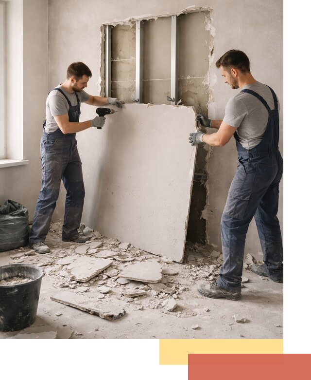 Демонтаж перегородки из гипсокартона в Энгельс быстрый и аккуратный