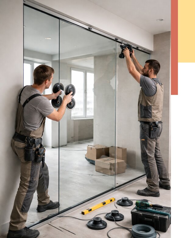 Монтаж стеклянных перегородок в Энгельс от 6928 руб. | ОТДЕЛОЧНИК-Энг