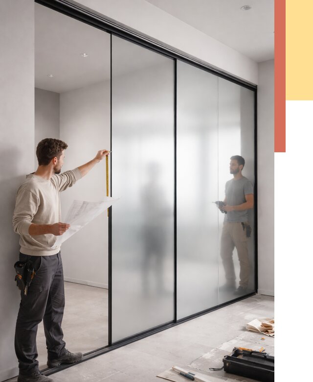 Матовые стеклянные перегородки в Энгельс от 9060 руб. — монтаж и установка | ОТДЕЛОЧНИК-Энг