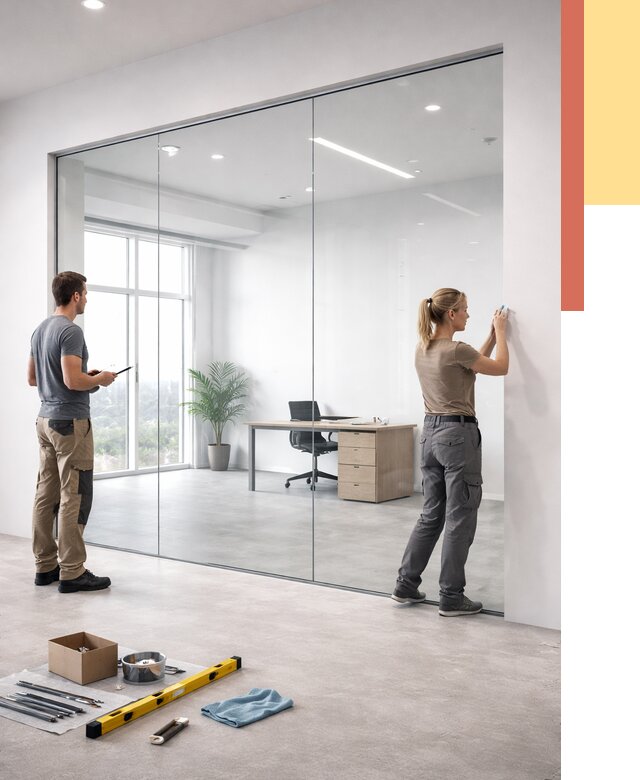 Перегородки из закаленного стекла в Энгельс от 10126 руб. под ключ | ОТДЕЛОЧНИК-Энг