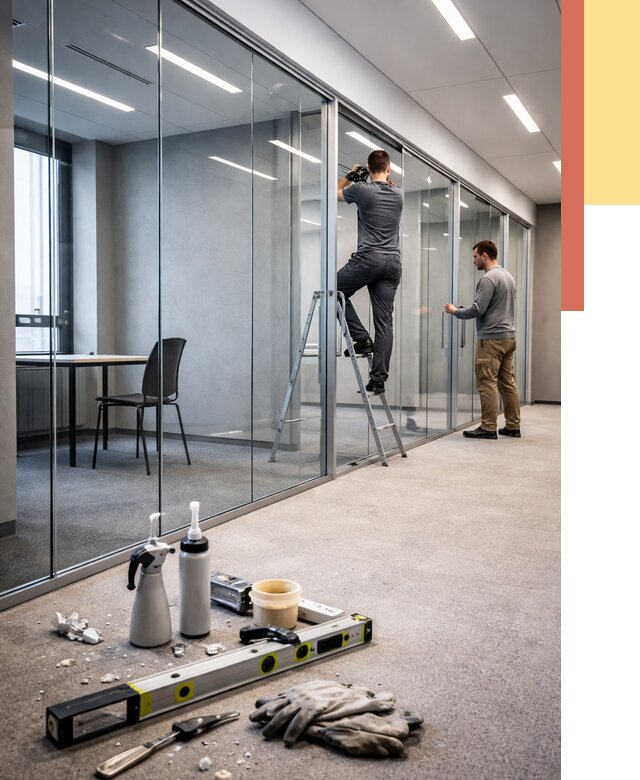 Стеклянные офисные перегородки в Энгельс от 9060 руб. — монтаж и установка | ОТДЕЛОЧНИК-Энг