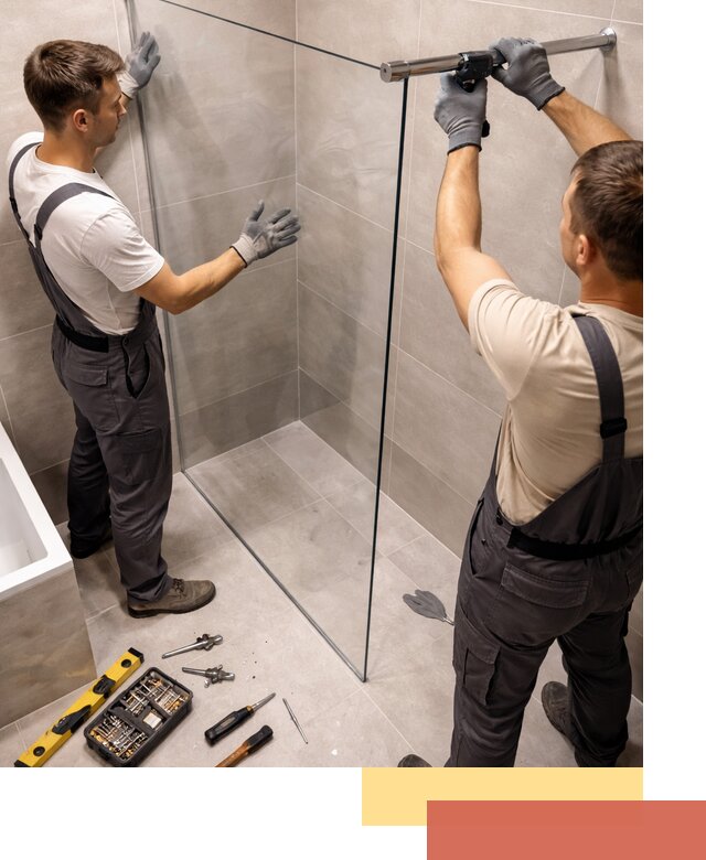 Стеклянные перегородки для душа в Энгельс — изготовление и монтаж