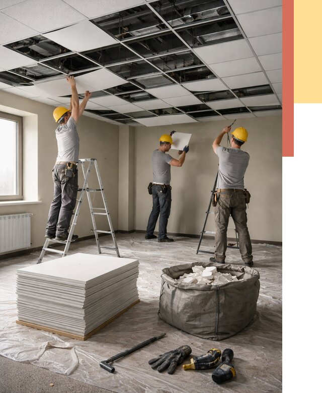 Демонтаж потолка Армстронг в Энгельс от 4797 руб. быстро и недорого | ОТДЕЛОЧНИК-Энг