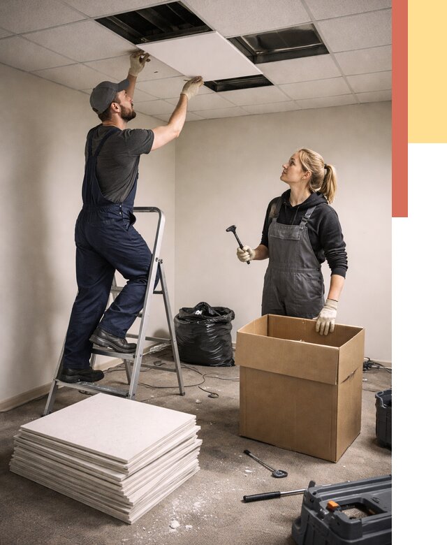 Демонтаж потолочной плитки в Энгельс от 4797 руб. быстро и недорого | ОТДЕЛОЧНИК-Энг