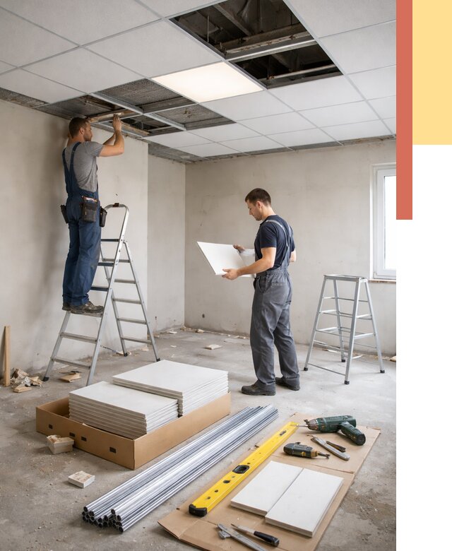 Монтаж потолка армстронг в Энгельс от 4797 руб/м2 — быстрая установка под ключ | ОТДЕЛОЧНИК-Энг