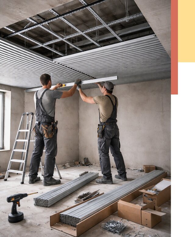 Монтаж реечного потолка в Энгельс от 4797 руб. под ключ | ОТДЕЛОЧНИК-Энг