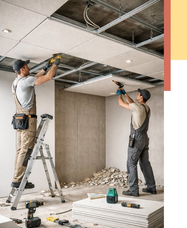 Монтаж акустического потолка в Энгельс от 6928 руб/м2 — быстро и недорого | ОТДЕЛОЧНИК-Энг