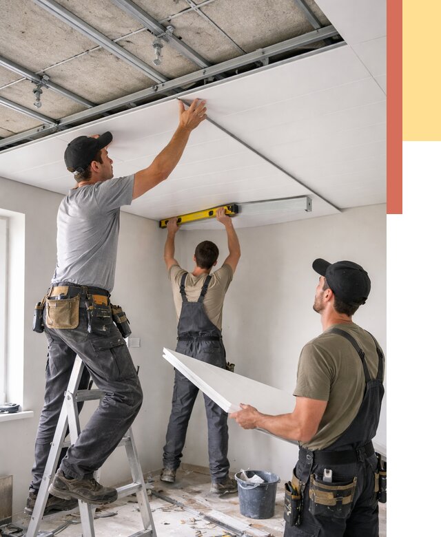 Монтаж потолка из ПВХ панелей в Энгельс от 3731 руб./м2 — быстро и недорого | ОТДЕЛОЧНИК-Энг